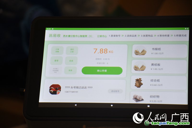 廢舊品稱重計(jì)數(shù)。人民網(wǎng) 王功孝攝